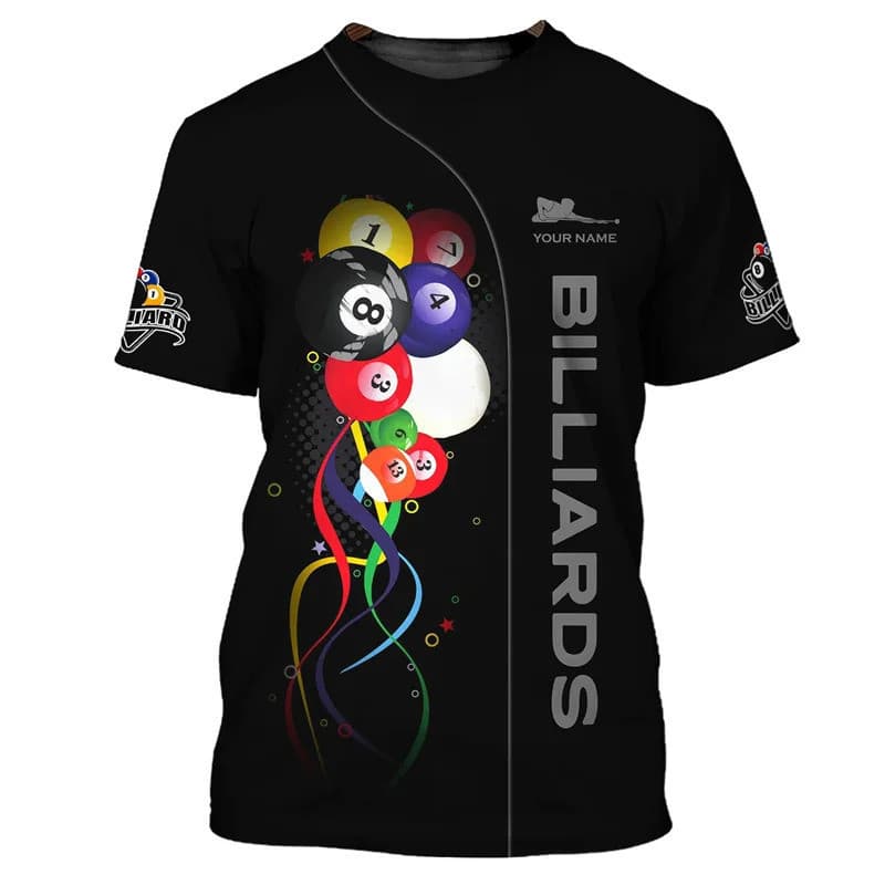 Bilhar Esportes Masculino T Camisa Casual O-Pescoço Manga Curta Topos Nome De Personalização 3D Impressão Personalizada