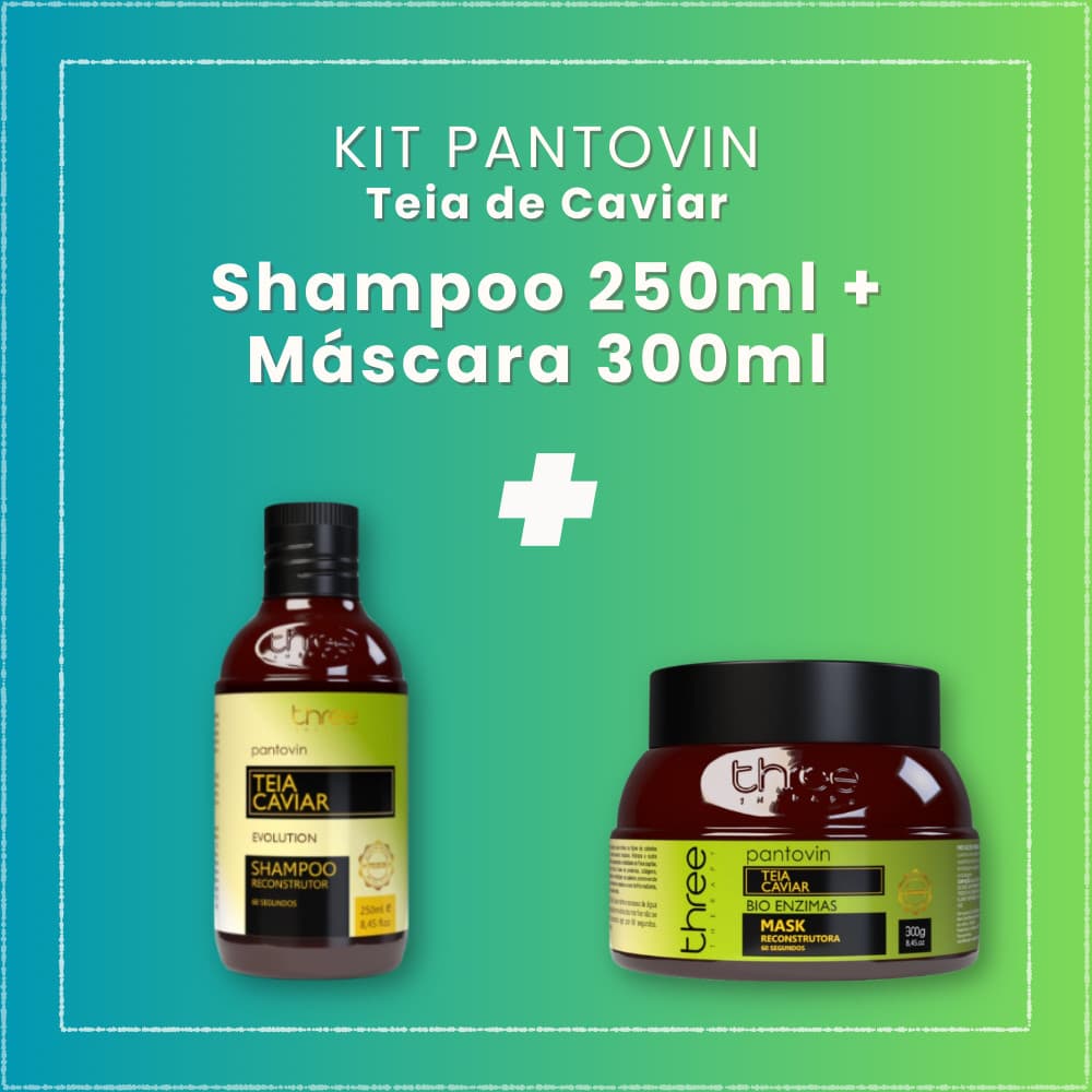 Kit Pantovin Teia Caviar Three Theraphy Shampoo 250ml + Máscara 300g