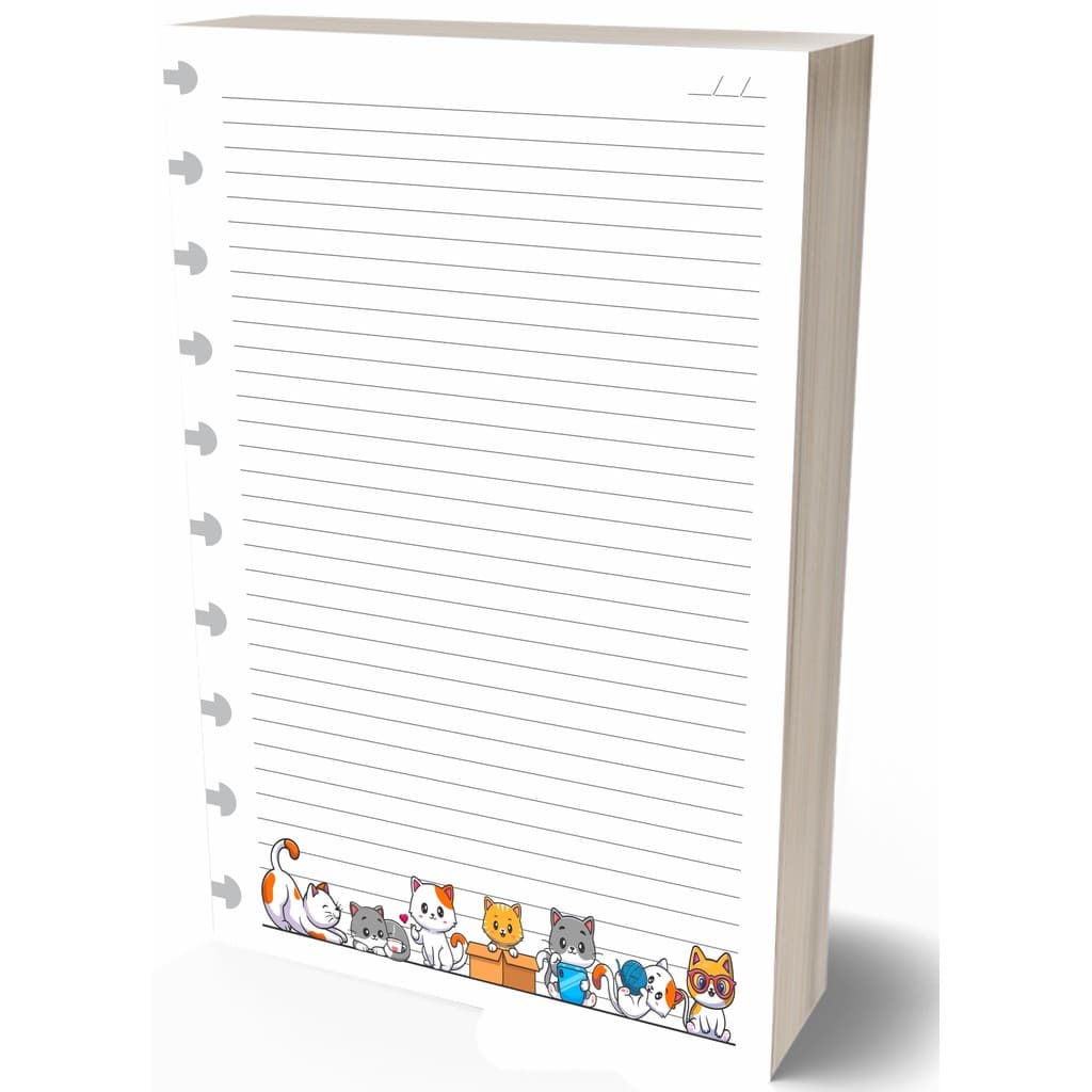 Refil Caderno de Discos B5 90g 10 Furos Gatinhos 100 Folhas