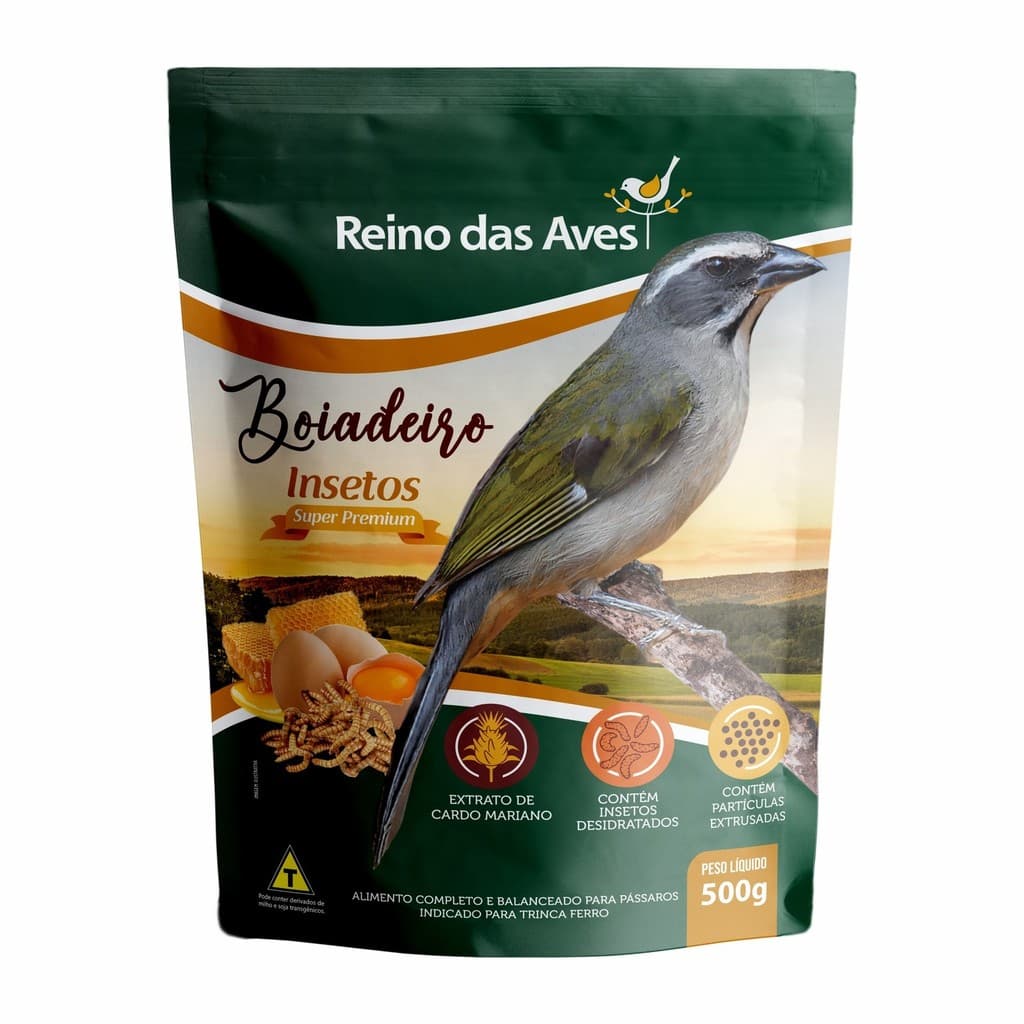 Reino das Aves Boiadeiro Insetos 500g Para Trinca Ferro Proteína Energia Canto Forte e Vitalidade  pássaros trinca ferro
