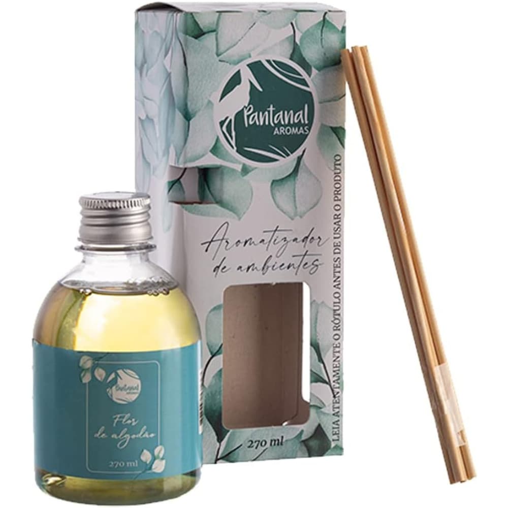 Aromatizador de Varetas 270ml Flor de Algodão Pantanal Aromas - Perfume Sofisticado e Refrescante