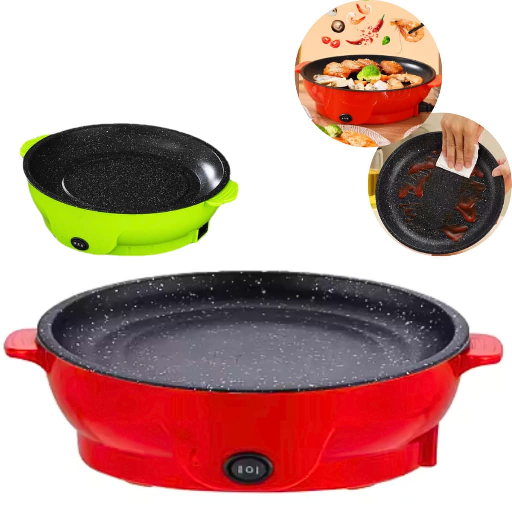 Frigideira Elétrica Antiaderente Panela Elétrica Portátil 220V 600W Multiuso Frita Sem Óleo Fácil de Limpar