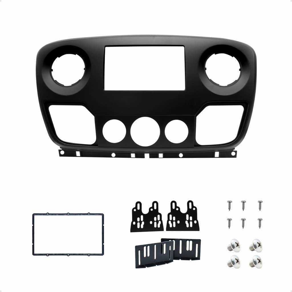Moldura 2 Din 7 Pol Renault Master 2013/19 Preta Multimidia