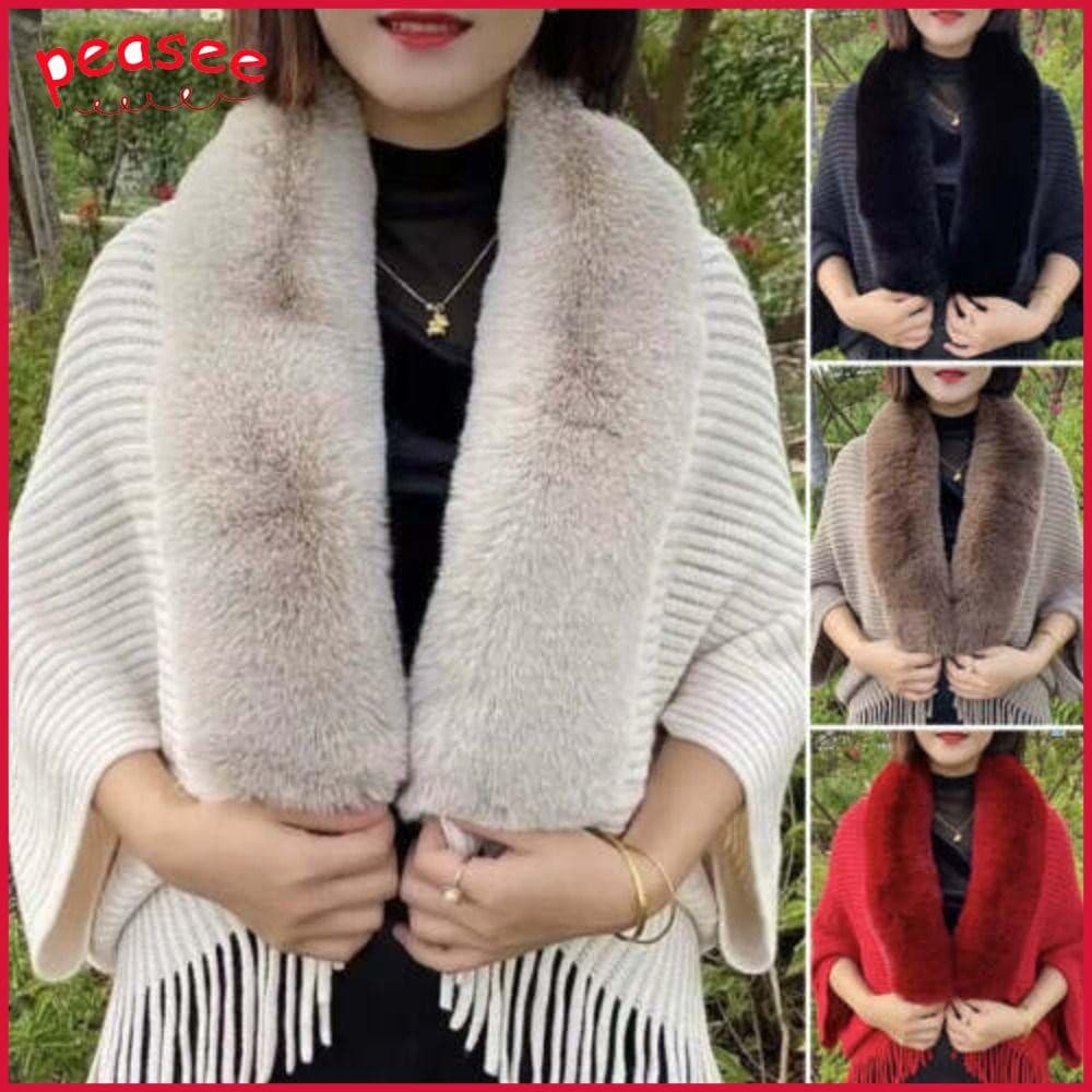 [PEASEE] Tricô Xale Feminino Cardigan Capa Envoltórios De Pelúcia