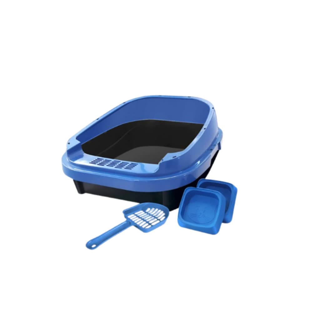 Kit Banheiro Para Gato Caixa de Areia Furba WC Bandeja Higiênica Com Pá Higiênica, Comedouro e Bebedouro- Felinos Xixi