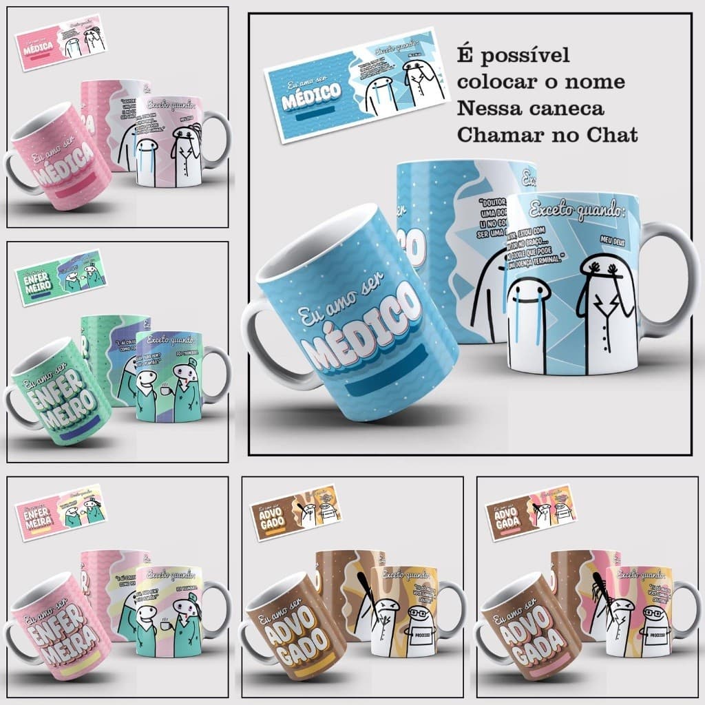 Caneca personalizada flork profissões vários modelos 325ml volume 32