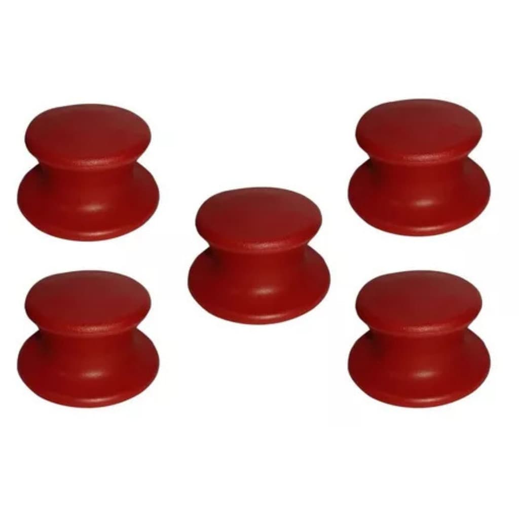 Kit Pomel Vermelho Puxador P/ Tampas De Panelas Com 5 Peças