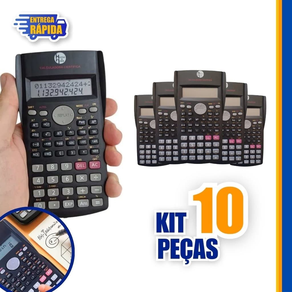 10 UNID Calculadora Científica Com 240 Funções P/ Escola e Faculdade Escritório Equipamentos Escolar
