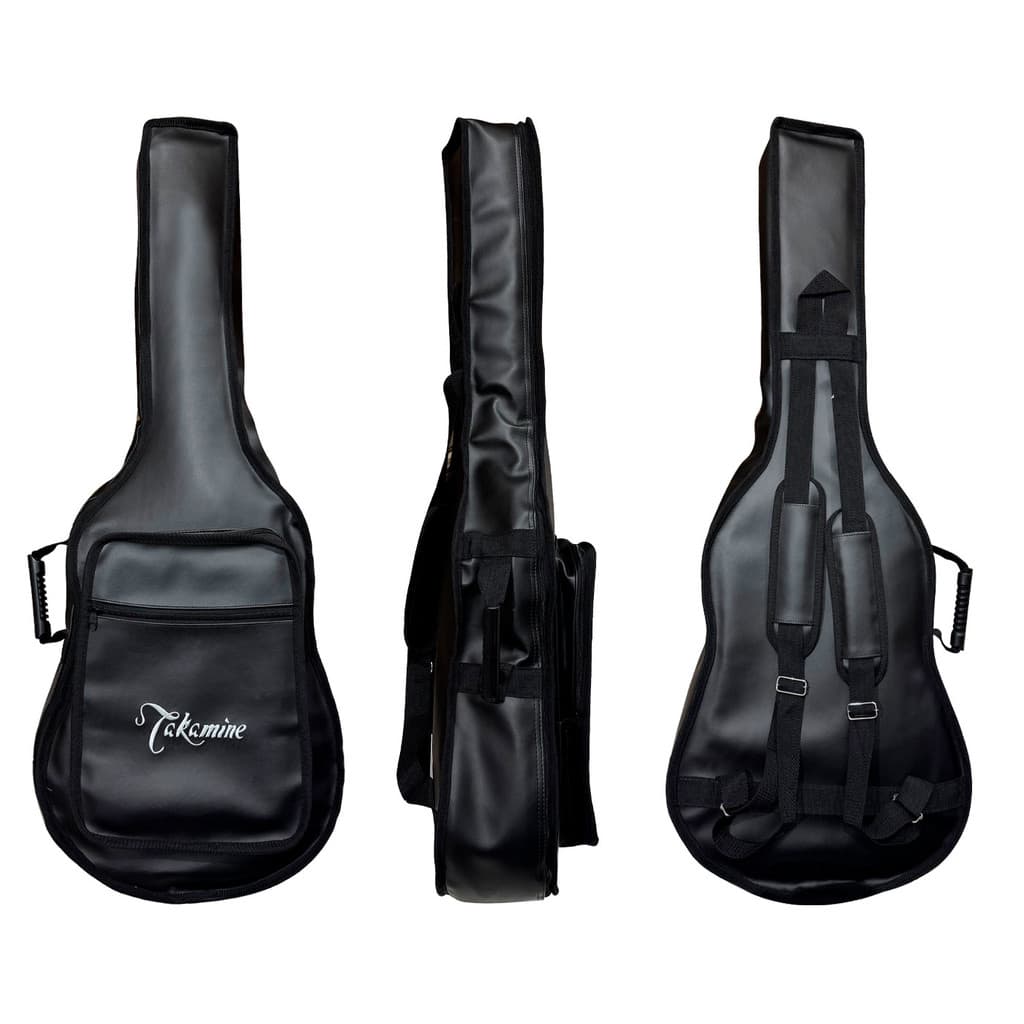CAPA BAG P/ VIOLÃO FOLK CARGO COURO SINTÉTICO "TAKAMINE" PRETO