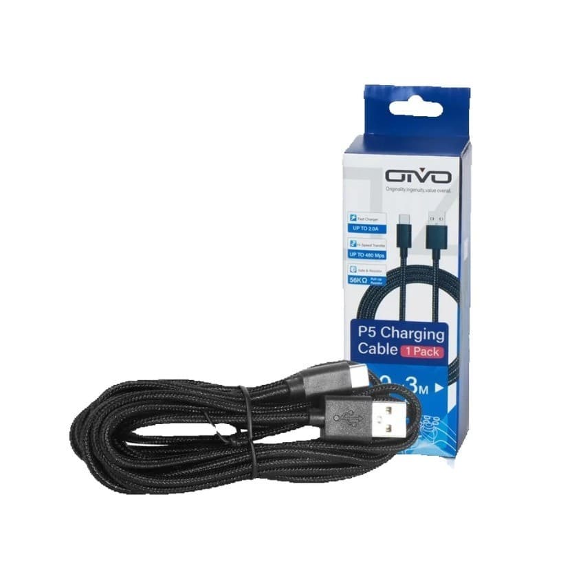 Cabo Carregador Compatível Controle PS5 Xbox Series USB Tipo C 3 Metros