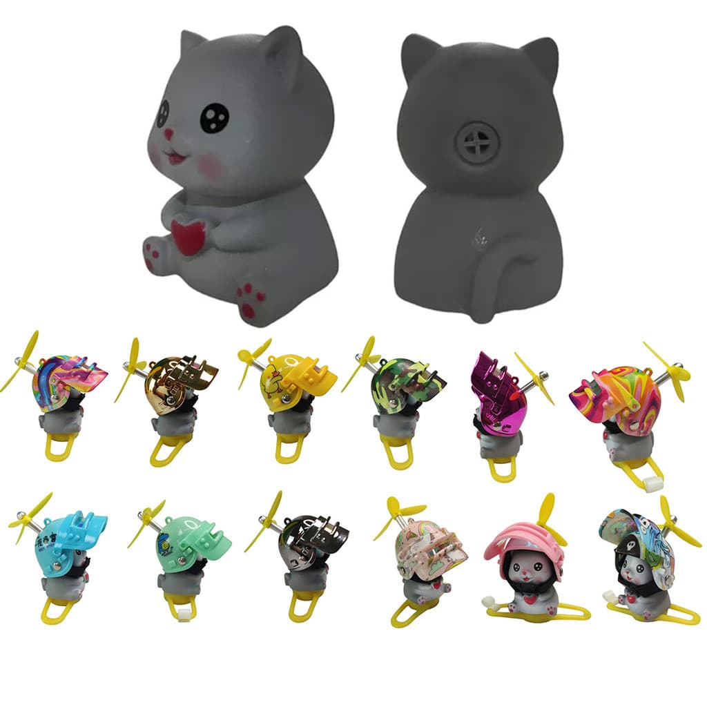 Gatinho Gato Som Luzes Buzina Guidao Bike Motocicleta Moto Capacete Fofo Sinalizaçao Led Segurança Passeio Lazer