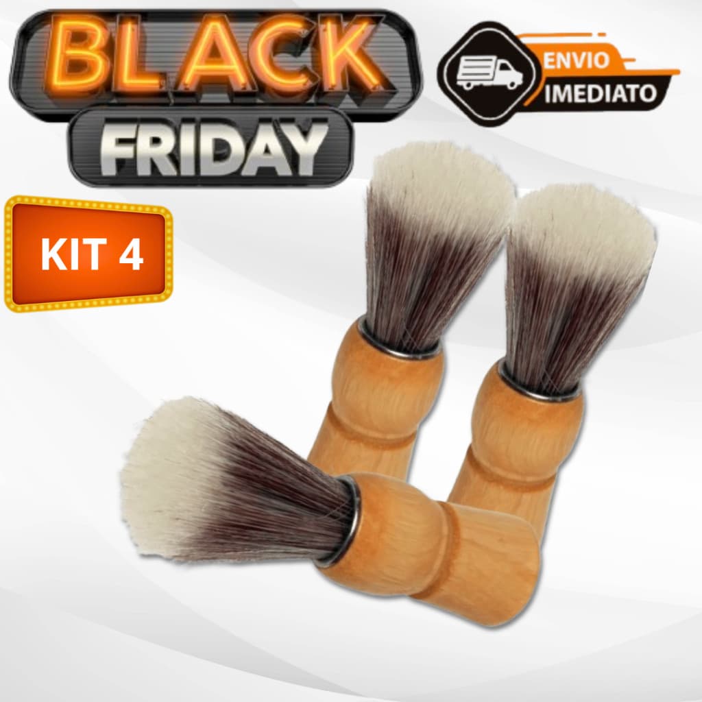 Kit 4 Pincel De Barbear Cerdas Macias Sintéticas Para Espuma De Barbear Kit Barba Completo