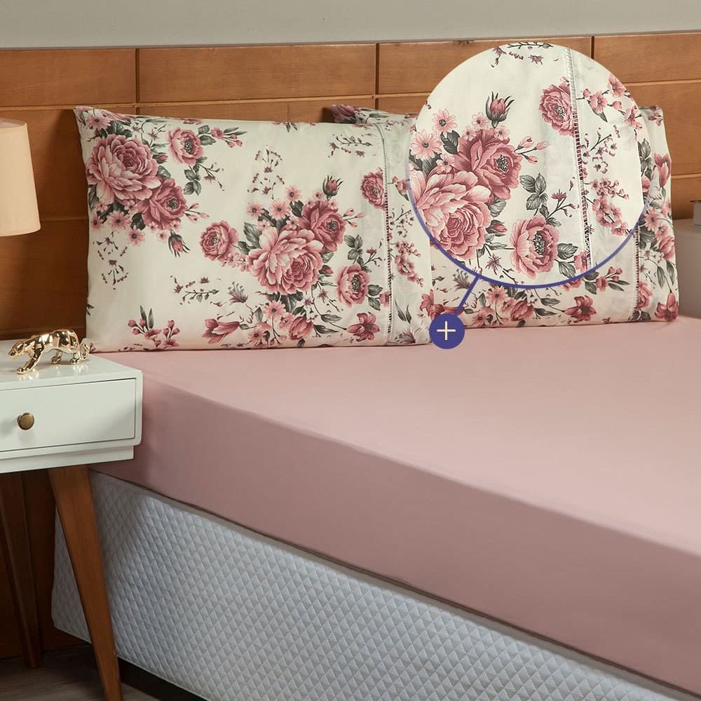 Jogo de Cama Esmeralda, Queen, Estampado, Com Elástico, 3 Peças