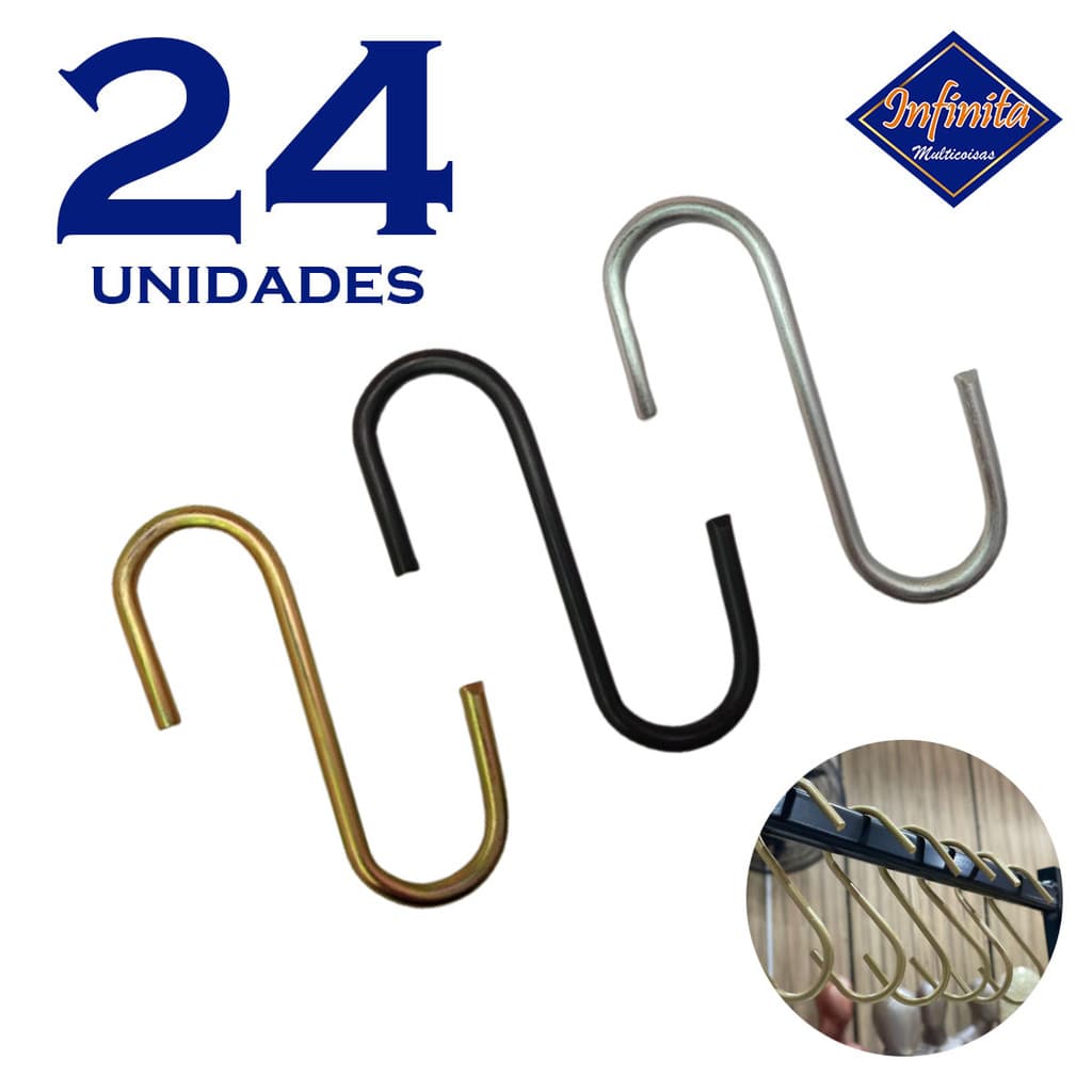 Kit 12 a 24 Gancho S multiuso pendurar corrente vaso parede cabo de aço planta