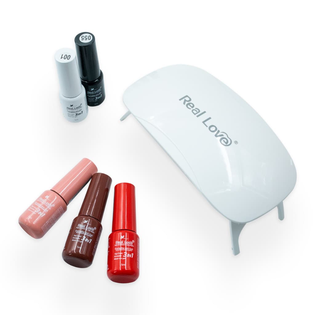 Kit Esmalte 3 em 1 com 10 Cores + Mini Cabine - Real Love