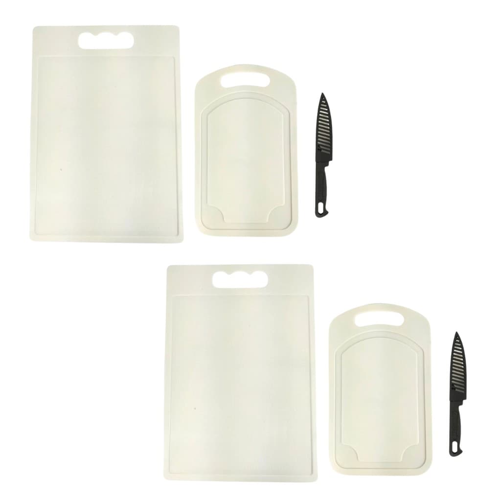 kit 2 cozinha tabua de corte com faca corta carne legumes de plastico resistente cozinha