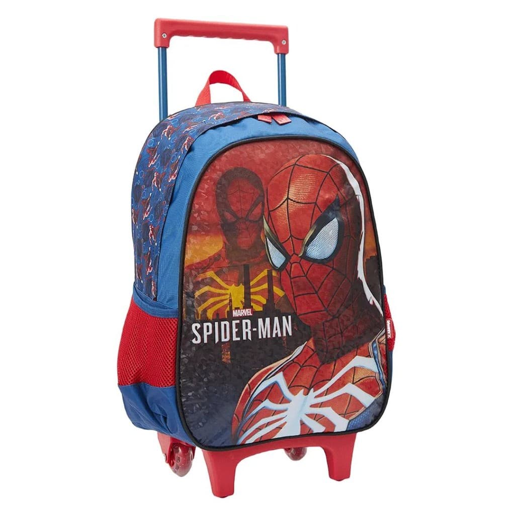 Mochila Escolar Infantil com Rodinhas Spider Man City Homem Aranha