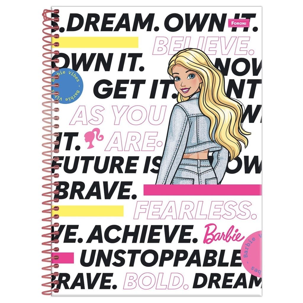 Caderno Barbie Capa Dura Espiral 1 Matéria 80 Folhas Escolar