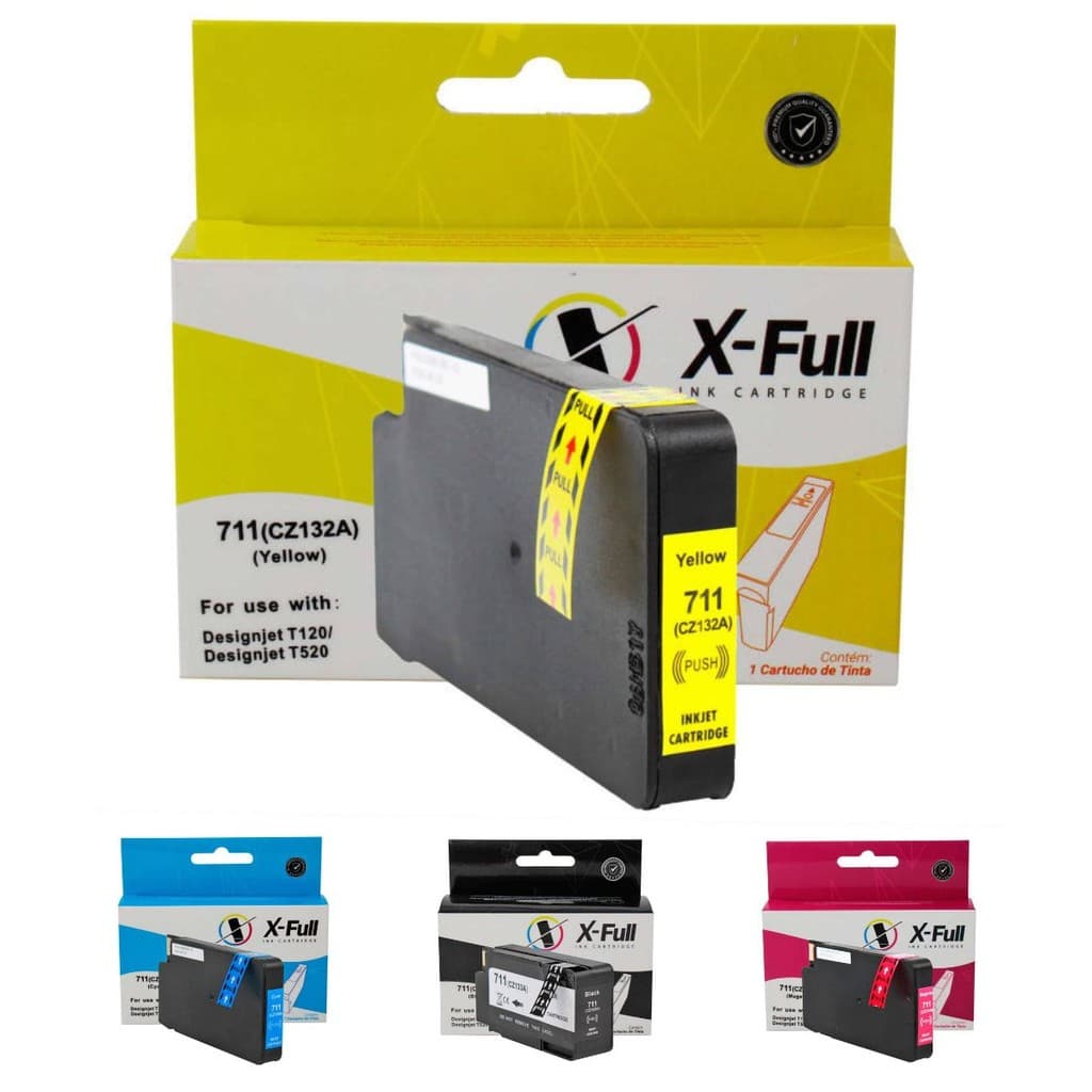 Cartucho de Tinta Compatível para 711xl X-Full para T520 CQ890a T520 CQ893a T120 CQ891a T130 5ZY58a