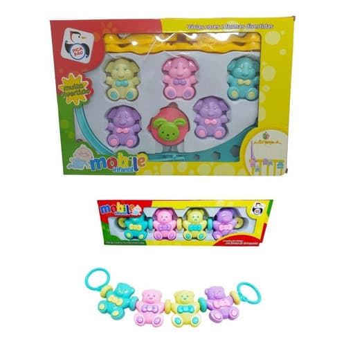 Móbile Bebê Musical Berço Elefante + Móbile Carrinho Ursinho