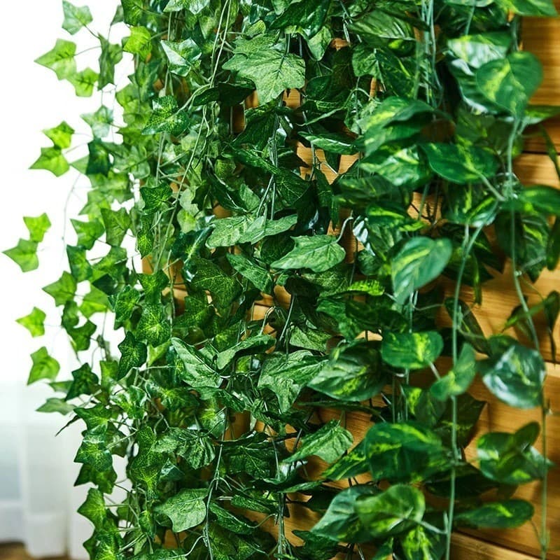 24/48/72 Metros Hera Verde Planta Artificial Trepadeira Ramas Folhagem Pendente