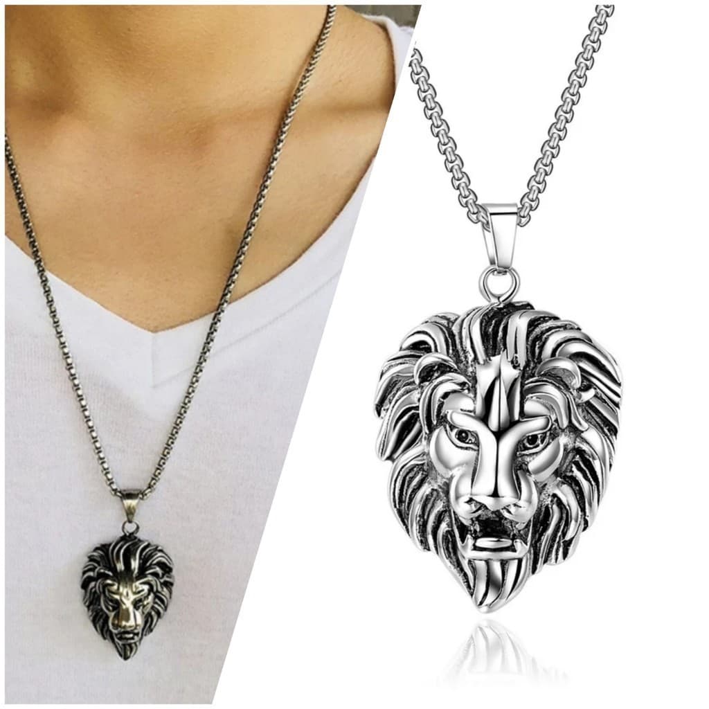 Colar Cordão Masculino + Pingente Leão De Judá  Aço Inox