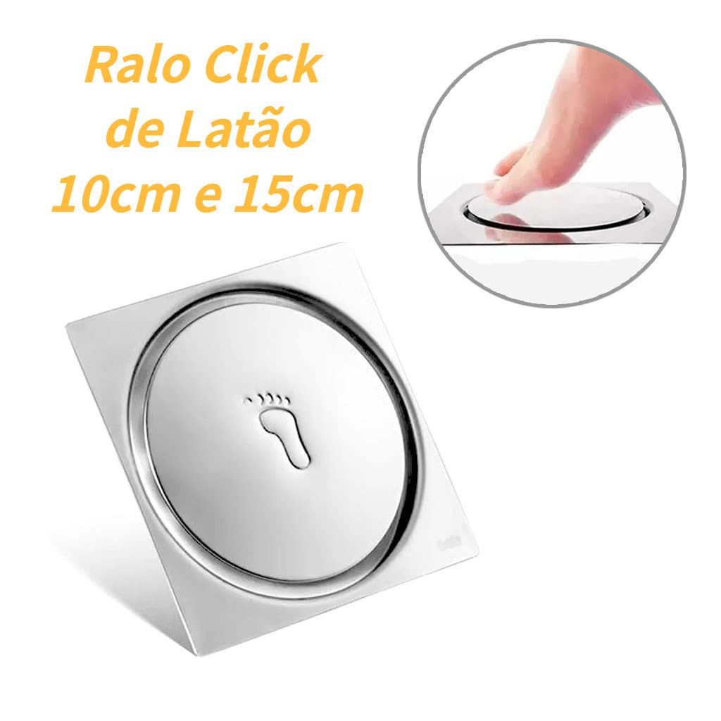 Ralo Click Up Inteligente Quadrado Novo Banheiro Moderno 10cm X 10cm / 15cm X 15cm Aço Inox Metal