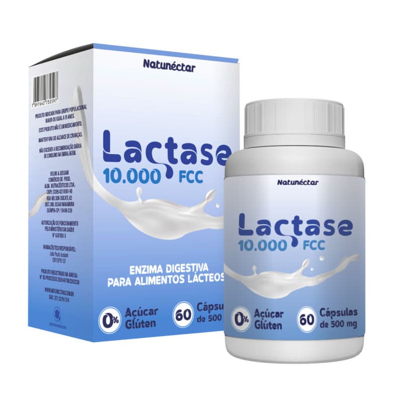 Lactase 10.000fcc- Enzima Lactase - 60 Cáps - Natunéctar