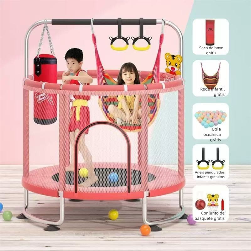 Conjunto completo de trampolim infantil suspenso 1,4m pequena rede de proteção para trampolim--5818