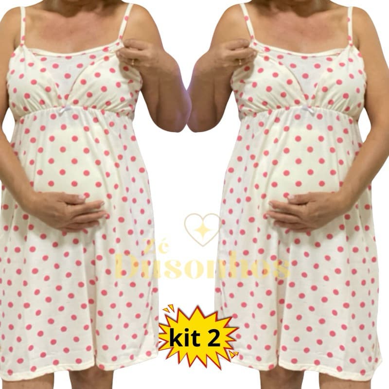 Kit 2 Camisola Amamentação pós parto grávida
