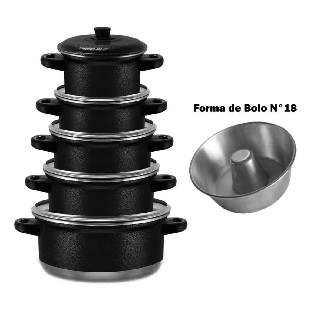 Kit Jogo de Panela 6 peças com Forma de Bolo