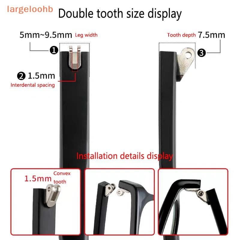 [largeloohb] 1 Par De Óculos Templo Braço Dente Duplo Dentes Planos TR90 Substituição Antiderrapante Perna Acessórios De