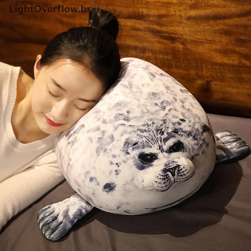 [LightOverflow] Angry Blob Seal Chubby 3D Novidade Boneca Leão Marinho Pelúcia Recheada Bebê Dormindo Presentes Para Cri
