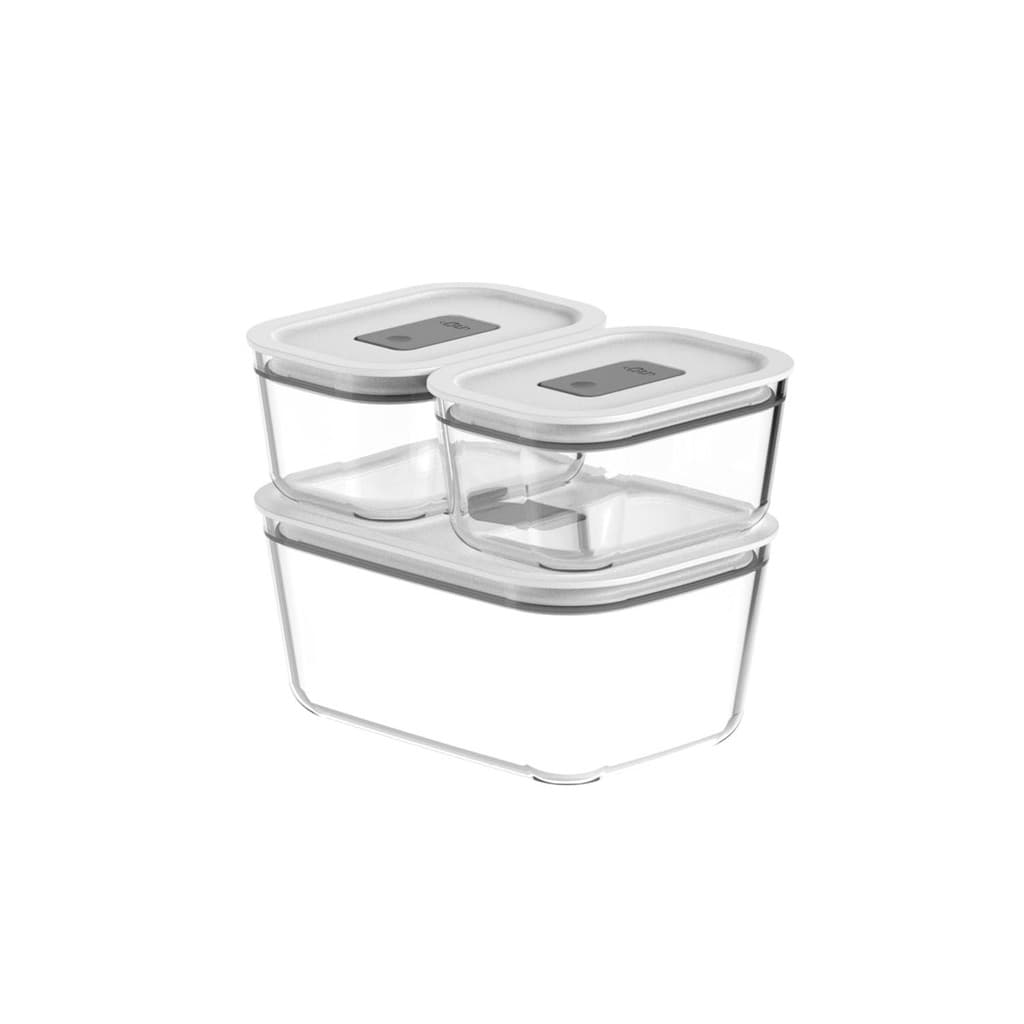 Kit de potes de vidro hermético Ou 1,2 L e 370 ml Linha Fresh lock - Branco