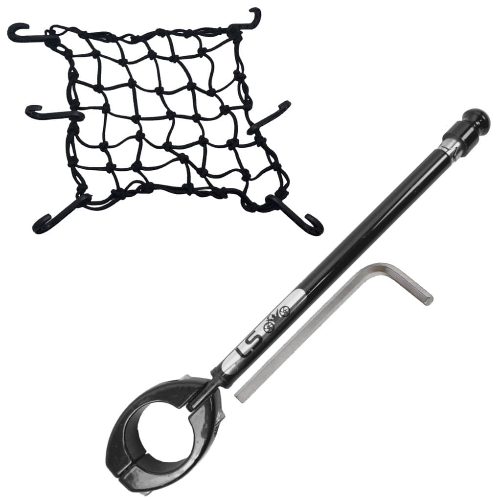 Kit Antena Corta Pipa Cerol Linha Fio Guidão Proteção Preta / Rede Redinha Elástica Aranha Prender Capacete Moto
