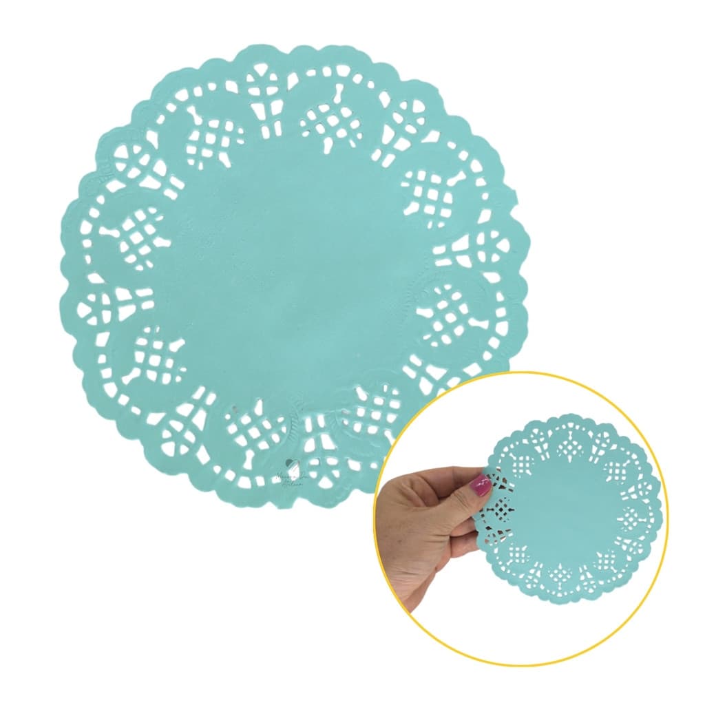 Kit Papel Toalha Renda Doilie Decor 14cm Verde 100 Unidades