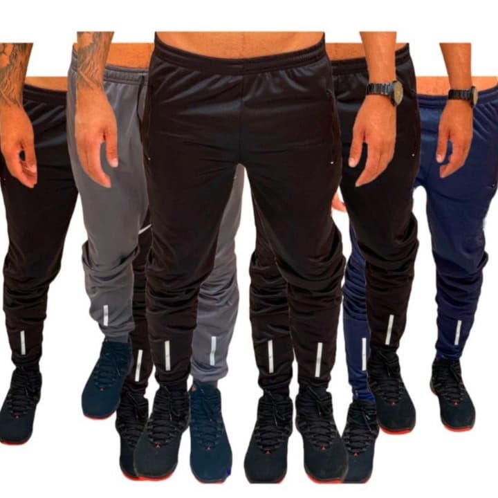 Kit 3 calça masculina Dry Fit Esportiva Treino Com Ziper no Bolso