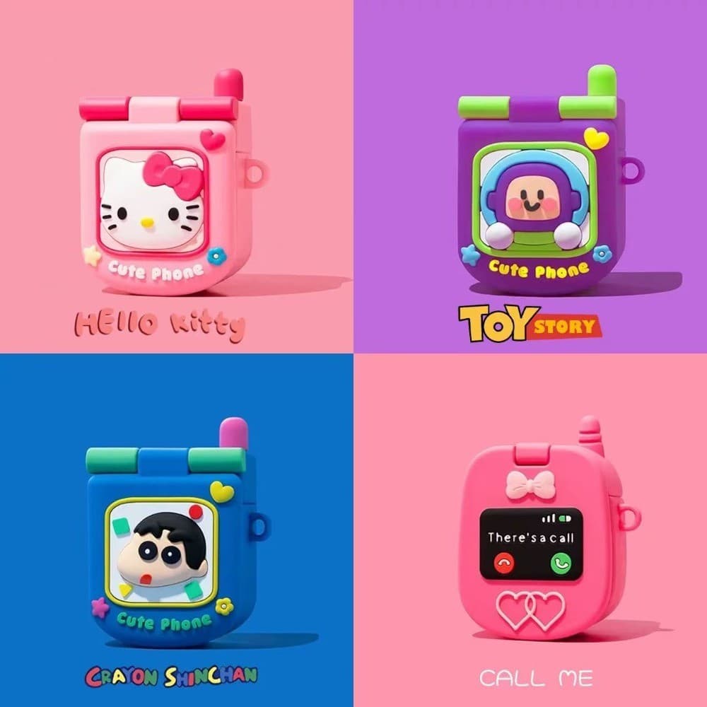 Capa Flip De Desenho Animado Kitty + Pingente AirPods Para Pro/Pro2 4/3/2/1 De Fone De Ouvido De Silicone