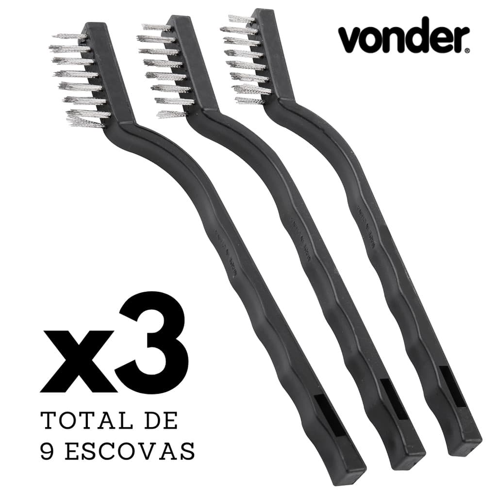 Kit 9 Escovas manuais em aço inox - VONDER