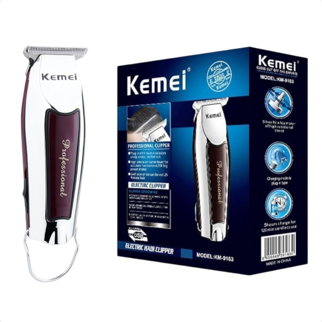 Maquina de Acabamento Kemei 9163 Sem Fio Cabelo Barba