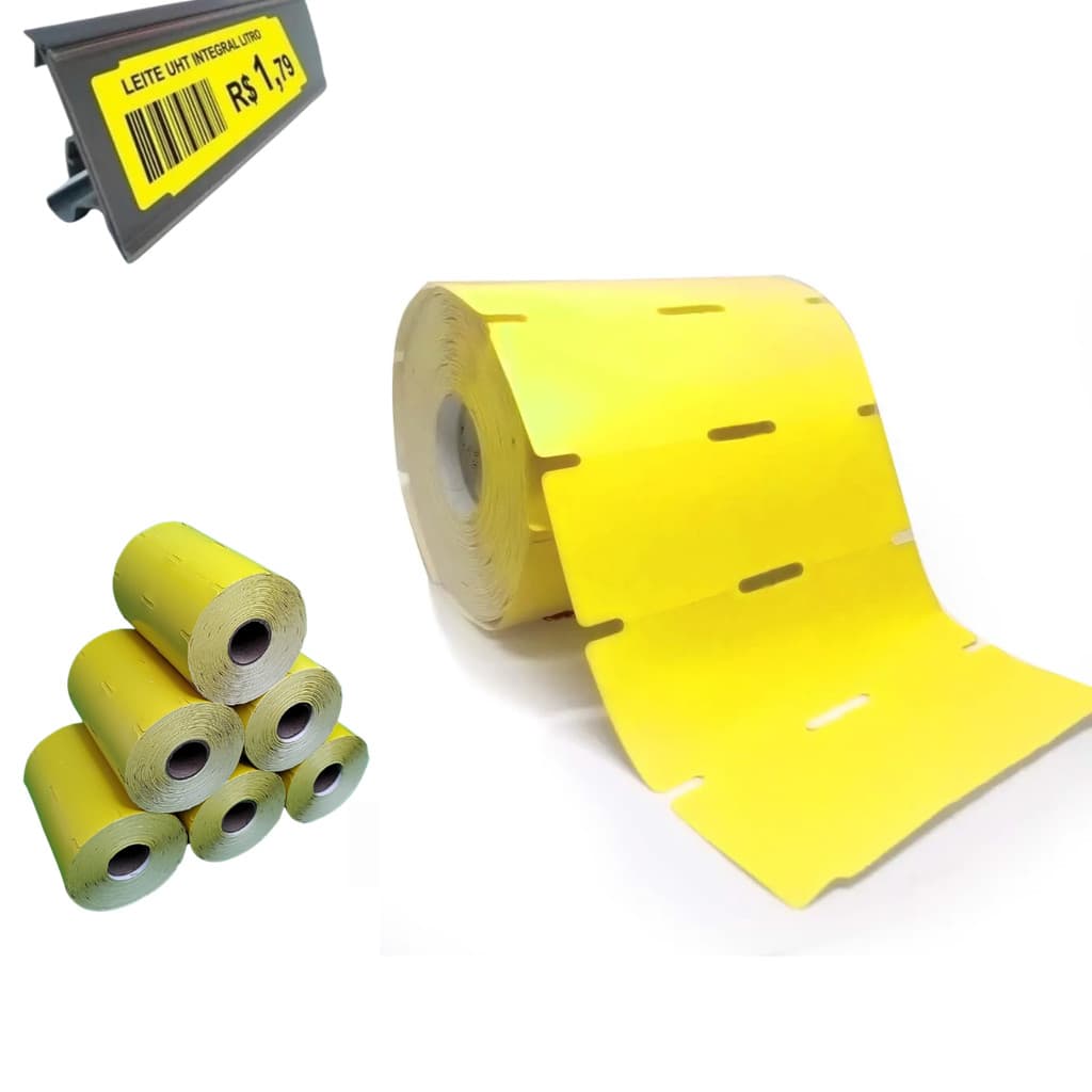 5 Rolos Etiqueta Gondola105x30 Térmica Amarela NÃO USA RIBBON