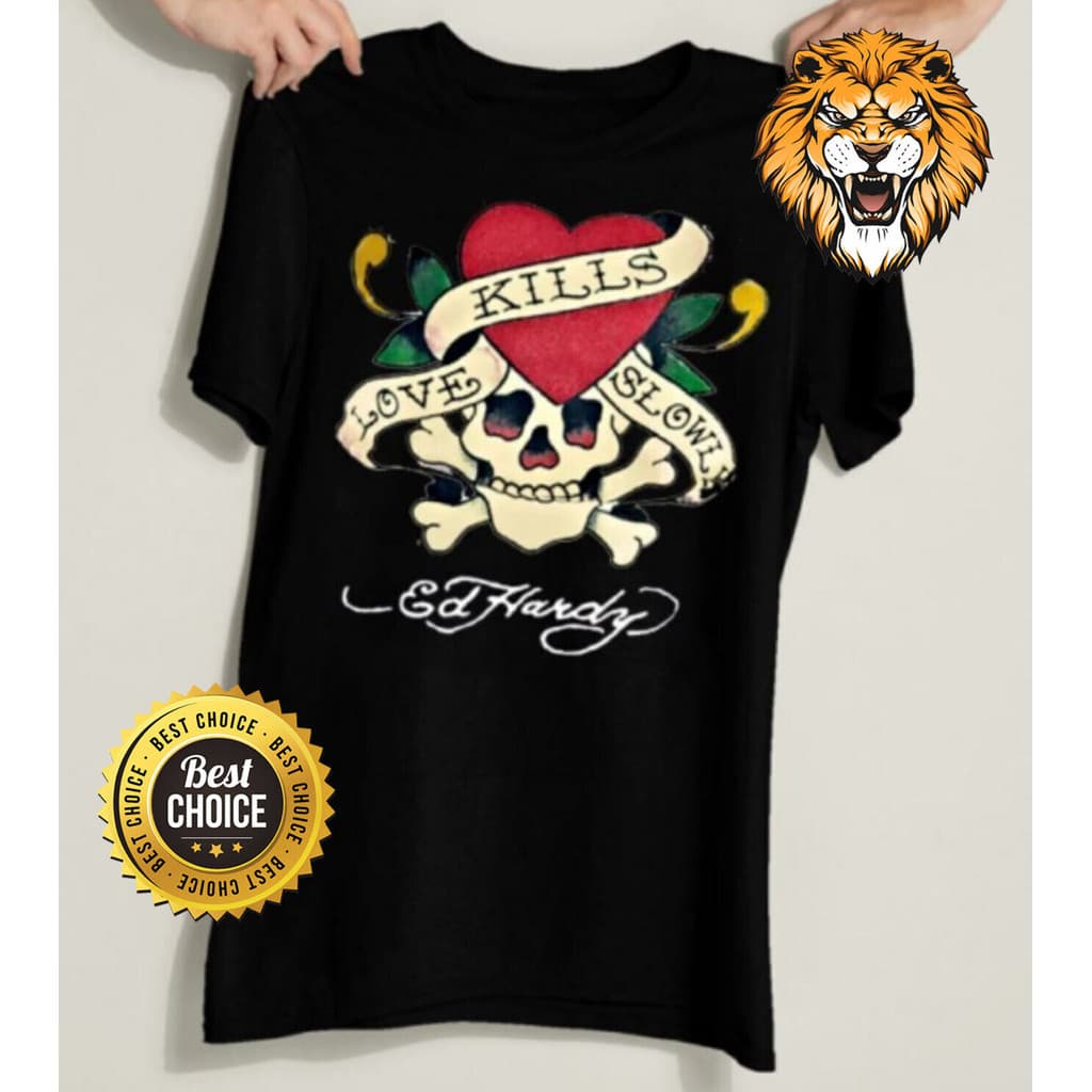 Camiseta rock Ed Hardy Aqui Estão Nossos Favoritos Camiseta algodão