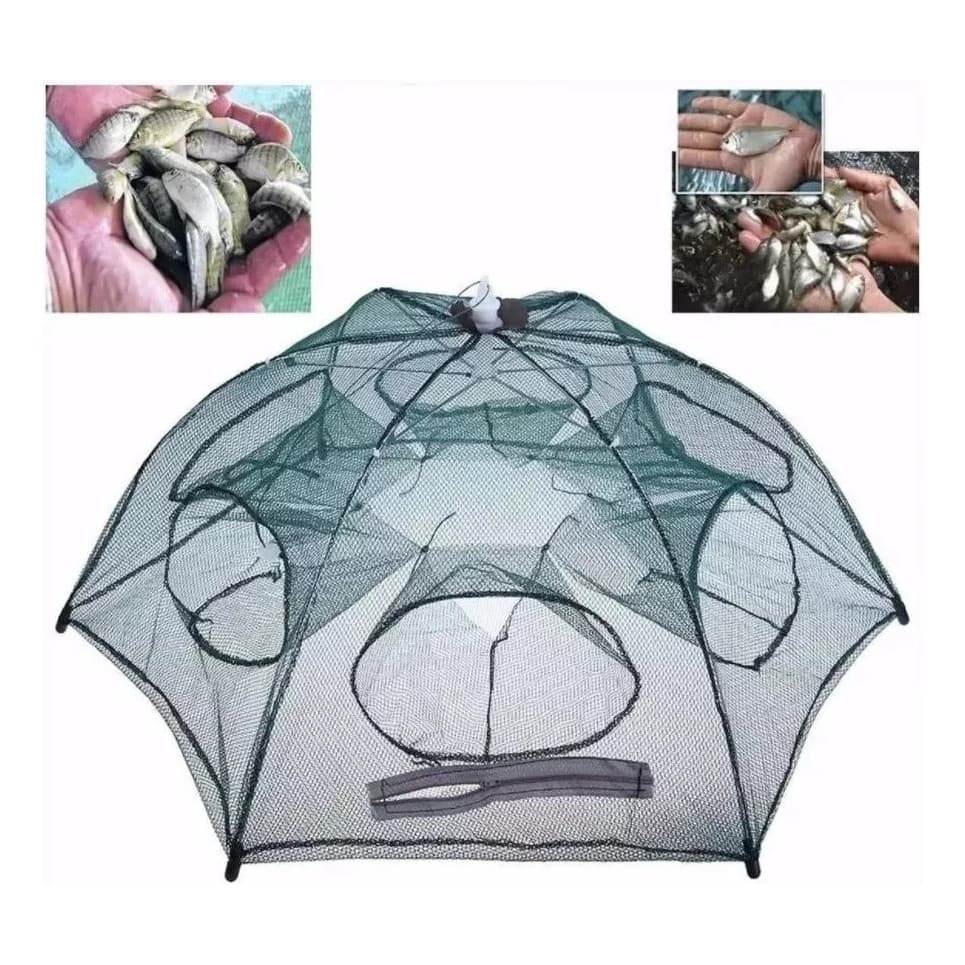 Kit 2 Rede Covo Armadilha para Pesca de Peixes, Camarões, Siri e Alevinos Dobrável