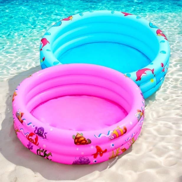 Piscina Infantil Inflável 60-100Cm 3 Gomos 3 Anéis Redonda Criança Bebe Alta Qualidade