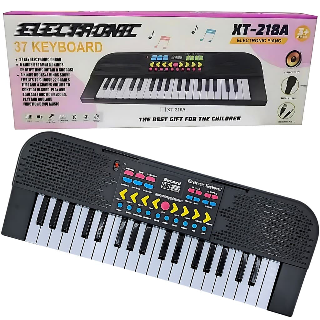 Teclado Musical Com Microfone Infantil Grava Musica Castela