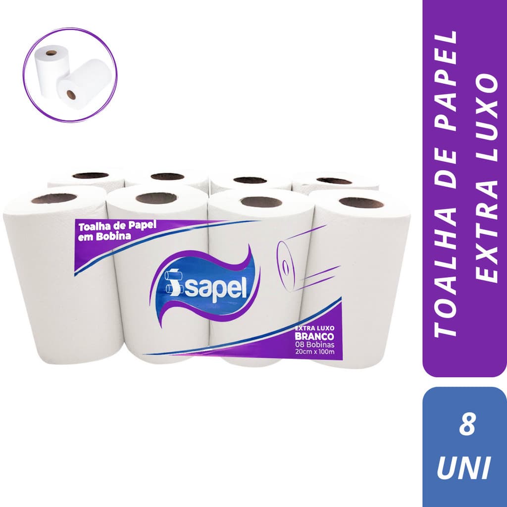 Toalha De Papel Em Bobina Macio Extra Luxo Pacote Com 8 Rolos