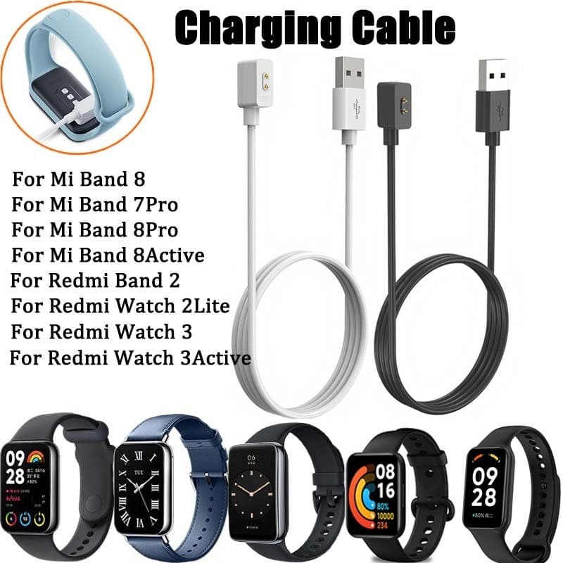 Cabo Carregador Para Xiaomi Mi Smart band 9 8 Pro 8Active Charger Adaptador USB Magnético Redmi 2 Relógio 4 3 Ativo