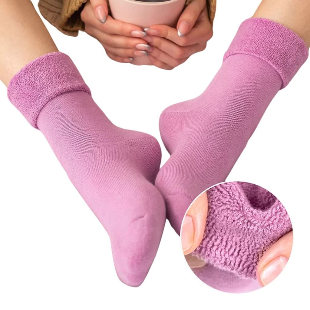 Meias Quentinhas Femininas Masculinas Peluciadas Grossas Colorida Forradas Frio Intenso Inverno