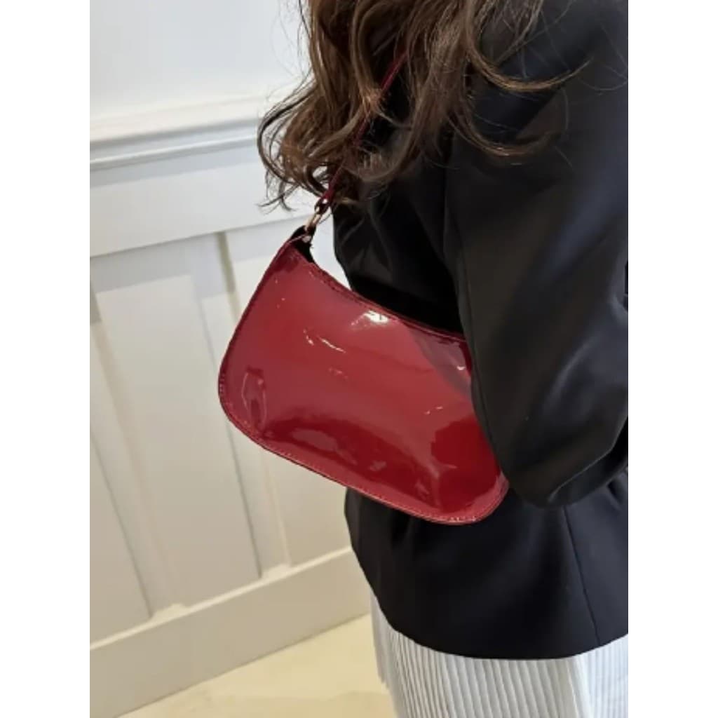 Bolsa Feminina Tipo Baguete Verniz Linda 3 Cores