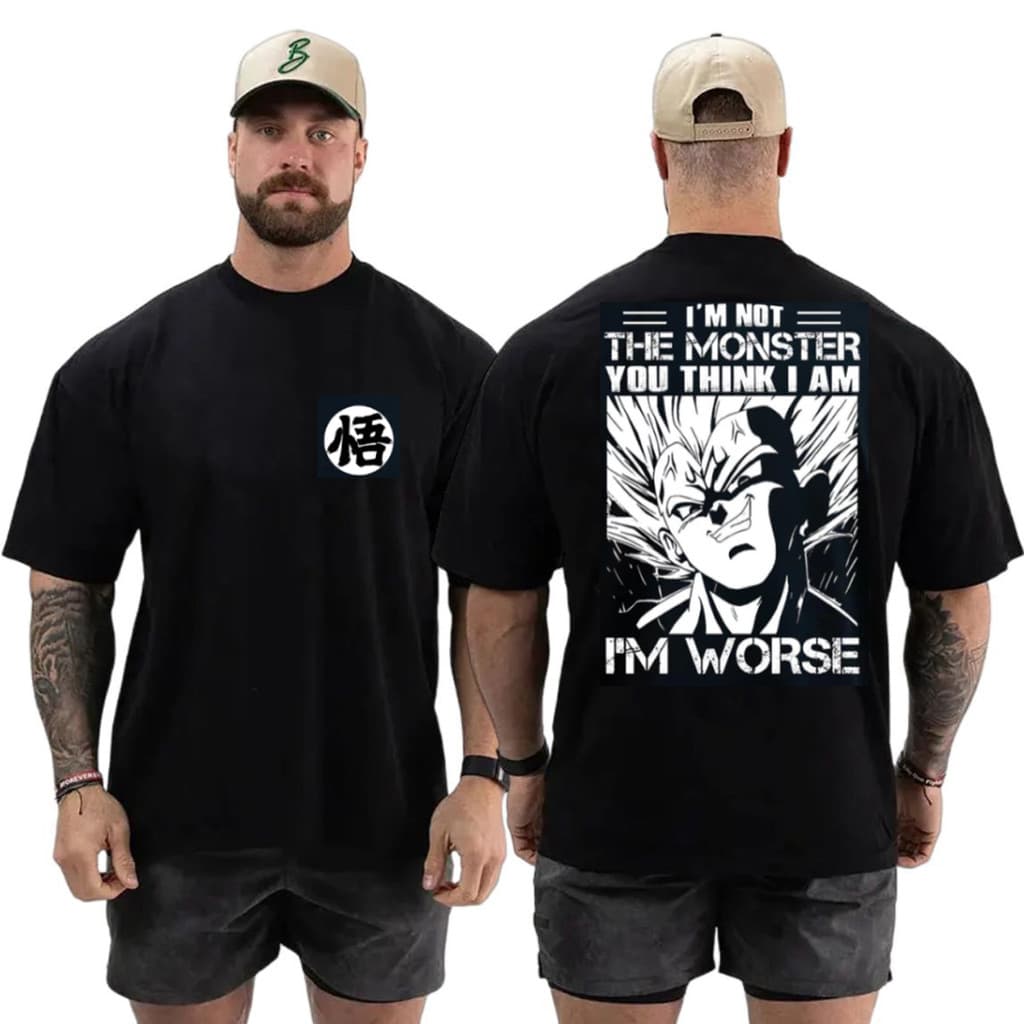 Camiseta Oversized Goku Musculação Grande Algodão Streetwear Treino Treino Moda